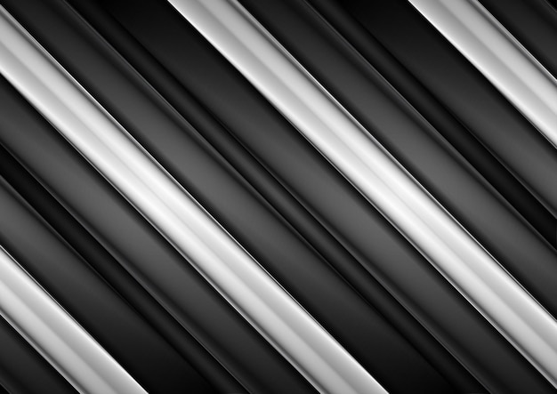 Black and white glossy stripes abstract tech background