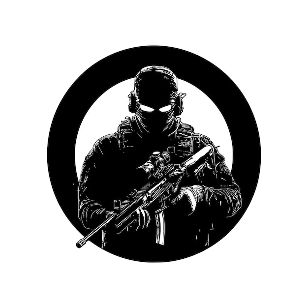 Vector a black and white image of a soldier with a sign that says quot army quot