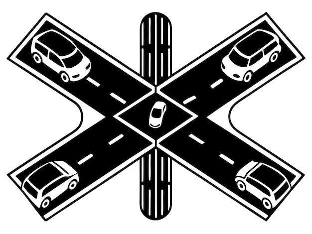 Vector a black and white picture of cars on the road with the words  car  on it