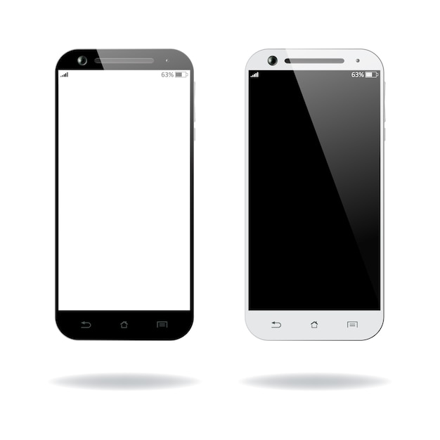 Black and white smartphones mockups