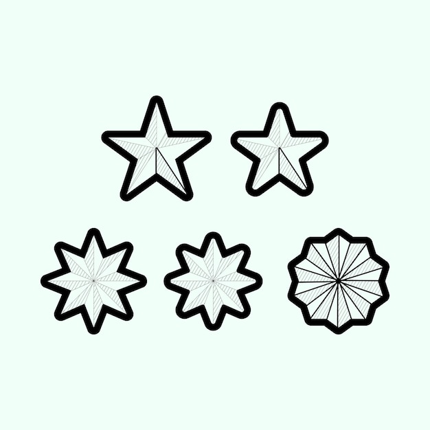 Vector black and white star collection