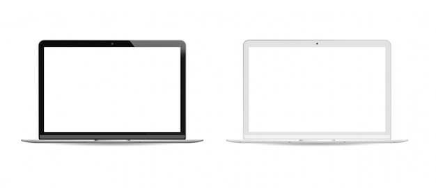 Black and white version Laptop pc set white lcd