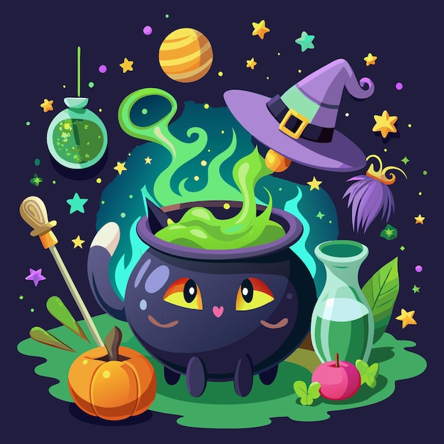 Vector a black witch hat with a witch hat and a witch hat