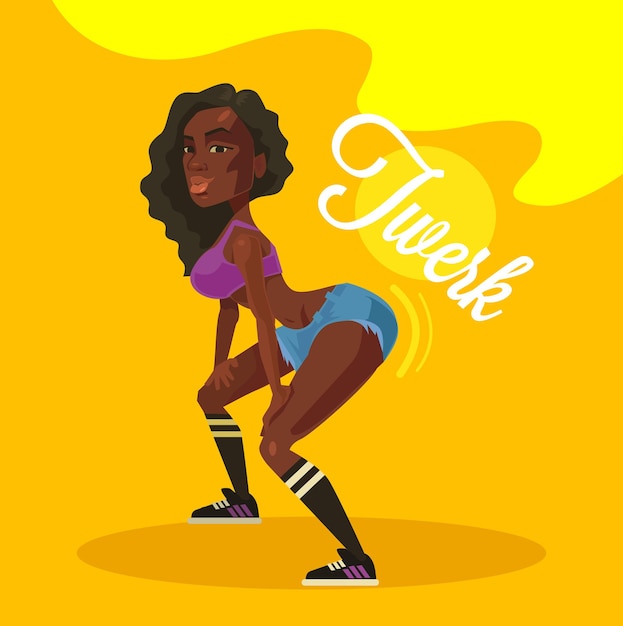 black woman character dancing twerk