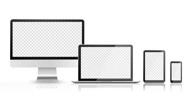 Blank computer monitor, phone, tablet and laptop