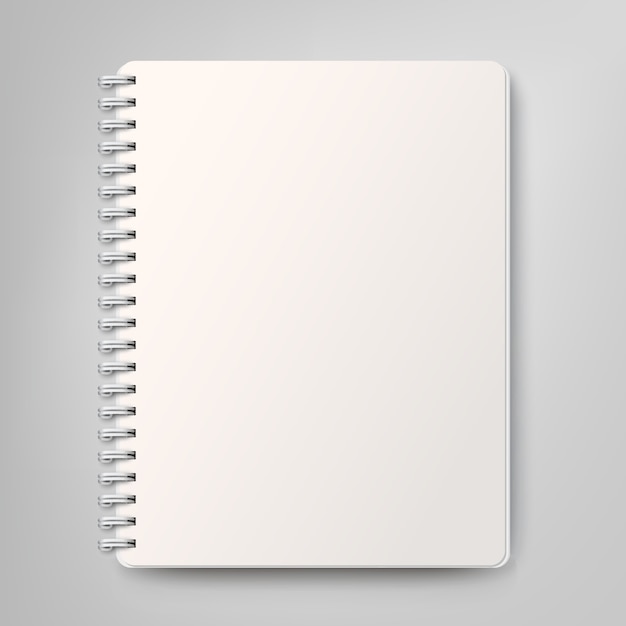 Vector blank realistic spiral notebook, isolated on white background