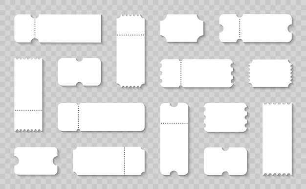 Vector blank ticket set empty ticket template