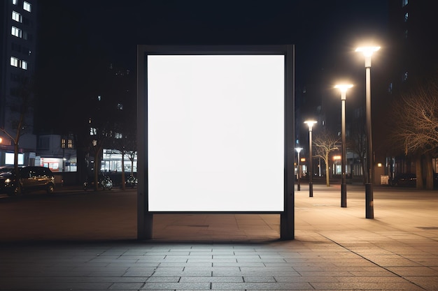 Vector a blank white billboard with a white screen on the ground