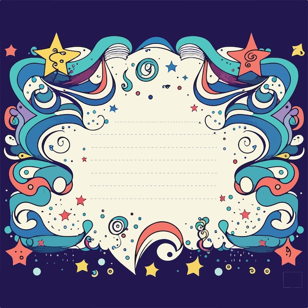 A blue background with a star and a spiral design