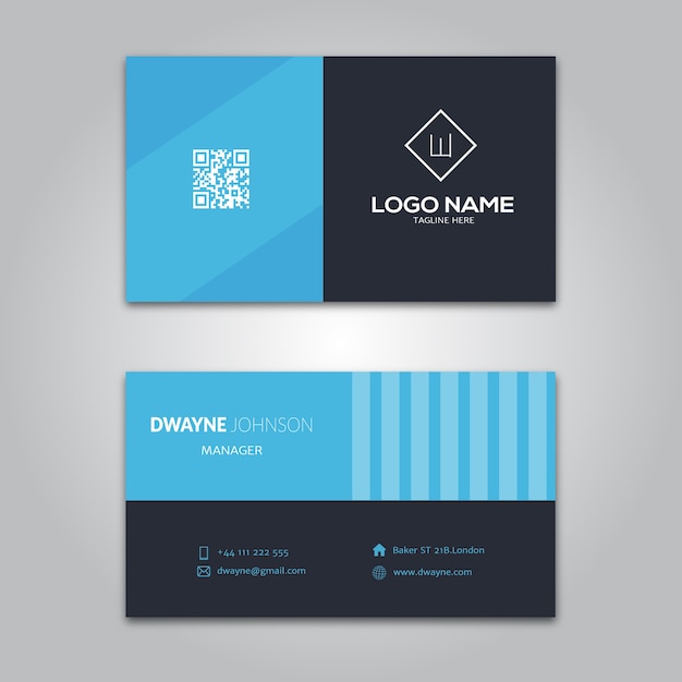 Blue black business card template