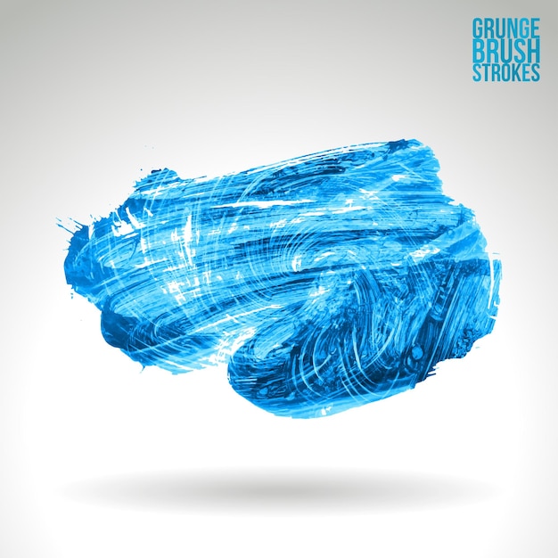 Blue brush stroke and texture. Grunge vector abstract hand - painted element.