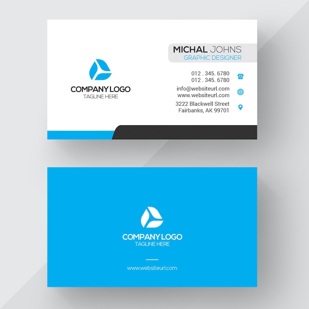 Blue business card