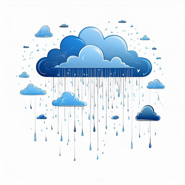 Vector a blue cloud with rain drops and the word quot rain quot on it