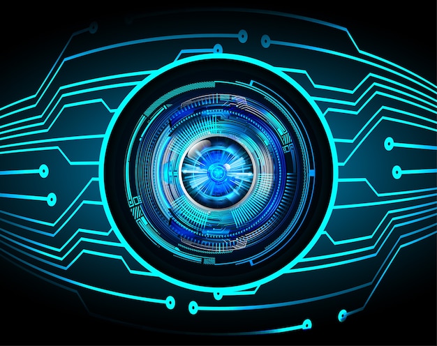 blue eye circuit board cyber security concept