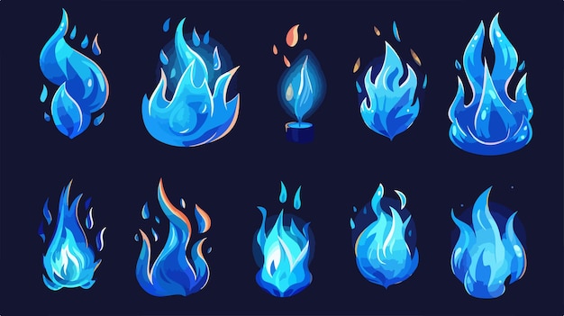 Vector the blue flame of the fire