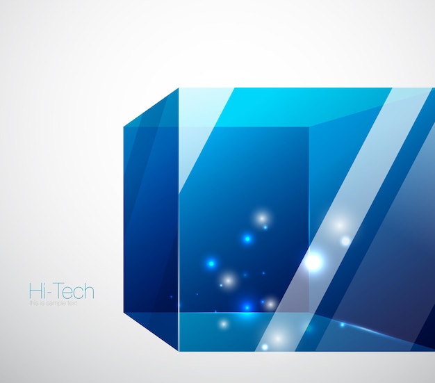 Vector blue glass cube background