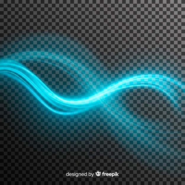 Vector blue light wave effect with transparent background