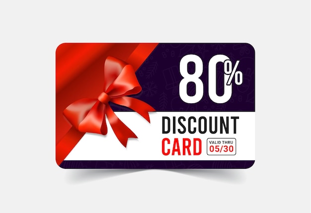 Vector a blue and red gift card with a red bow