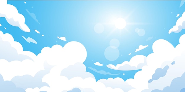 Vector blue sky background with sunlight