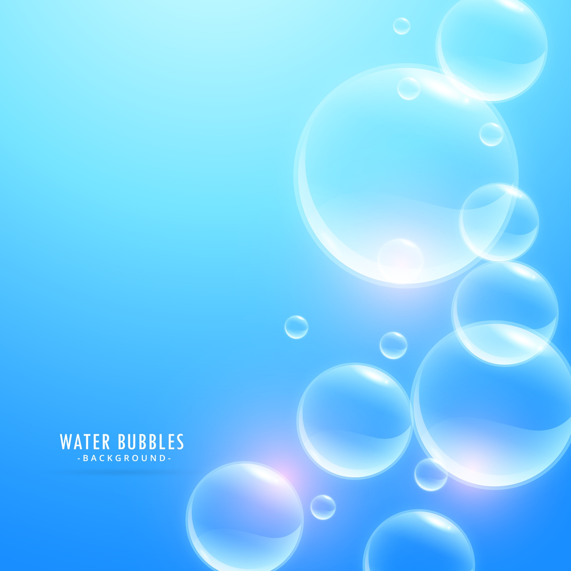 Vector blue water bubbles background