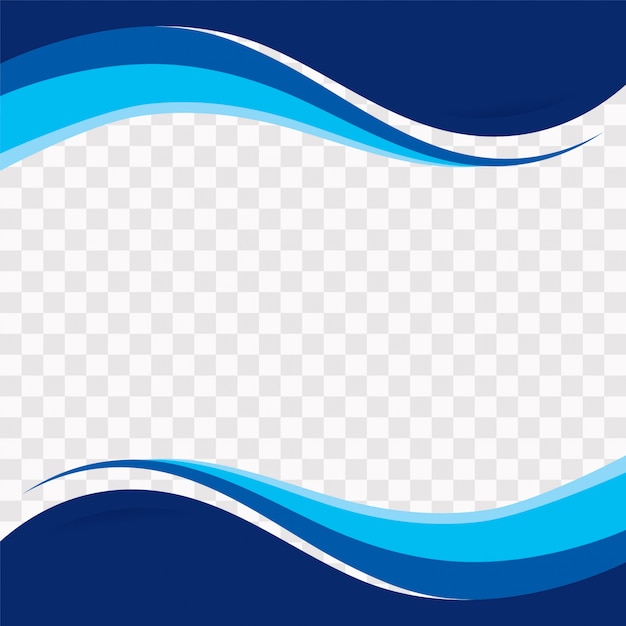 Vector blue wavy shapes on transparent background