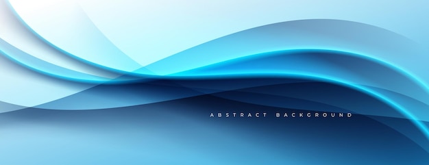 Vector blue and white background with wavy light and wavy lines technology design