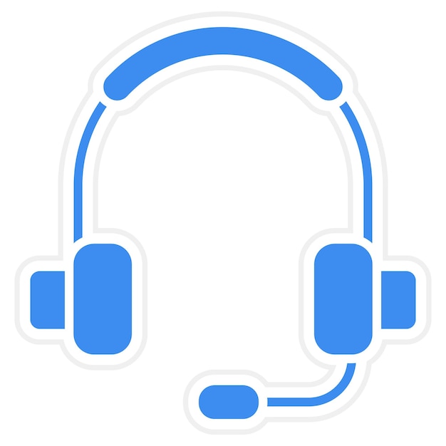 Vector a blue and white logo with a headset and headphones