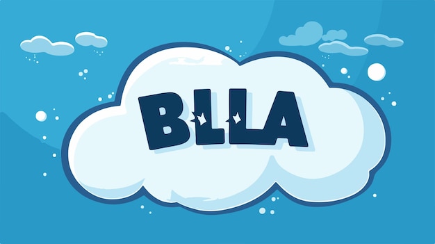 Vector a blue and white picture of a cloud with the word b