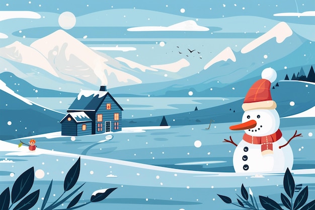 Vector blue winter background flat illustration