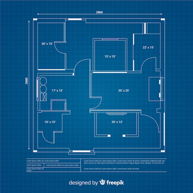 Vector blueprint of a house sketch concept