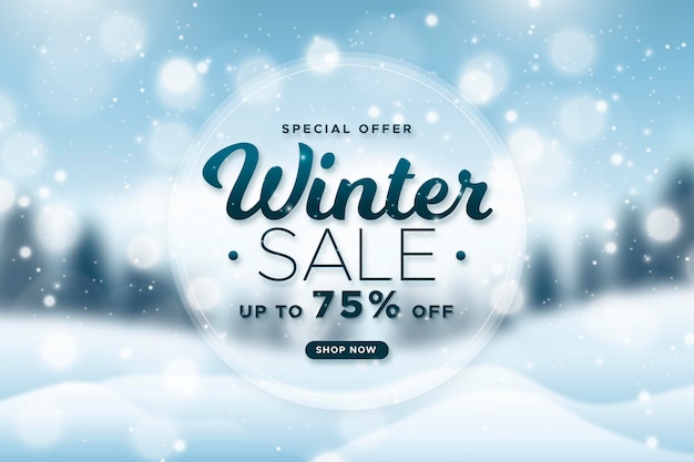 Blurred winter sale background