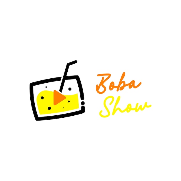 Boba Drink Logo Template Vector