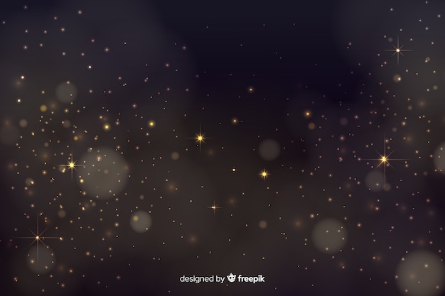 Vector bokeh background with golden particles