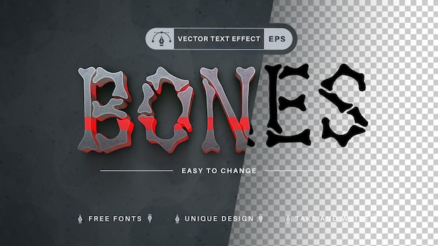 Bone Editable Text Effect, Font Style