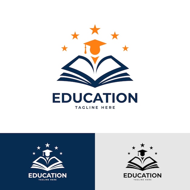 Vector book and education logo design