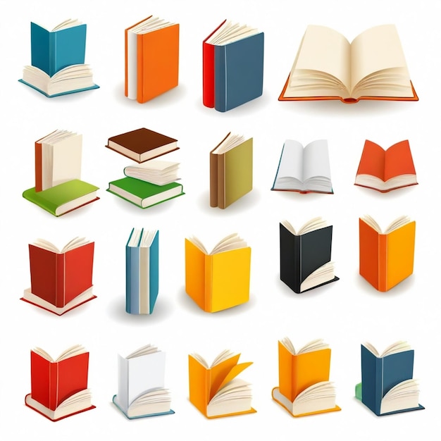 Vector book vector set white background isolated a high