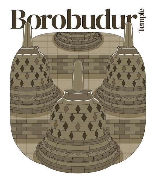 Borobudur Temple Vector Illustration