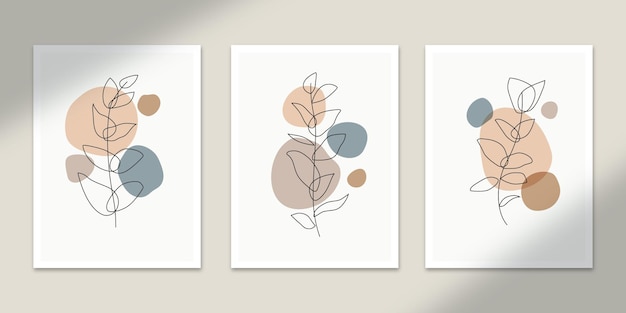 botanische abstracte posters kunst handgetekende vormen covers set collectie voor muur print decor