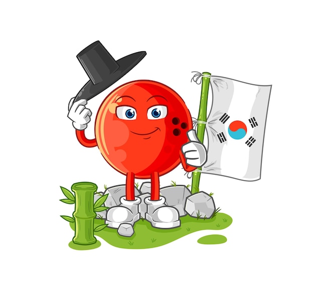 Bowling ball korean character cartoon mascot vector