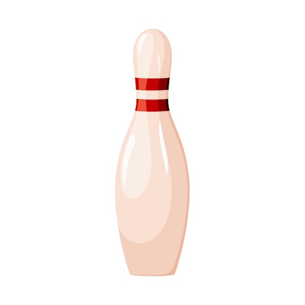 Bowling pin on a white background. Cartoon design.