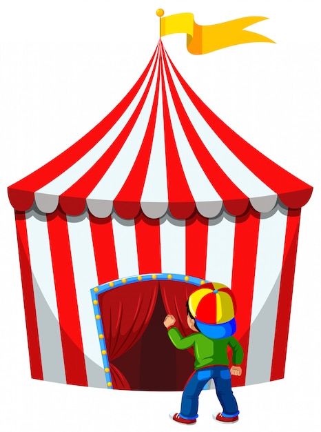 A Boy Enter the Circus Tent