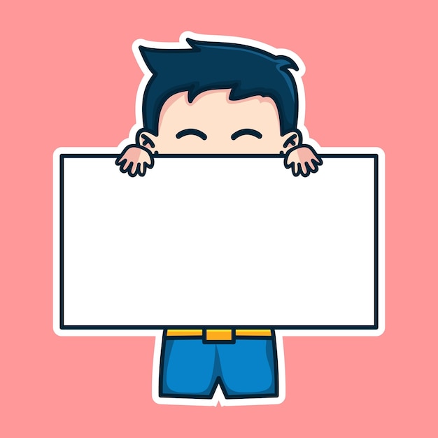 Vector boy expression cute sticker illustration