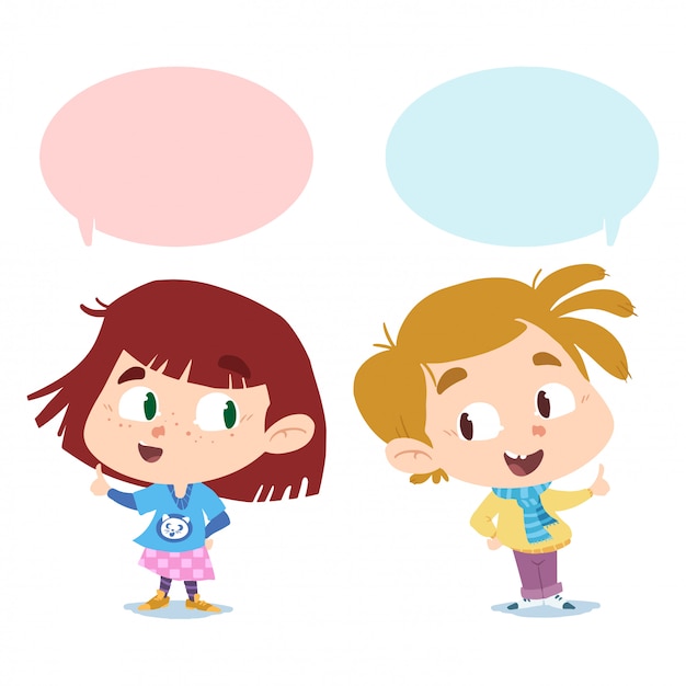 Vector boy and girl talking