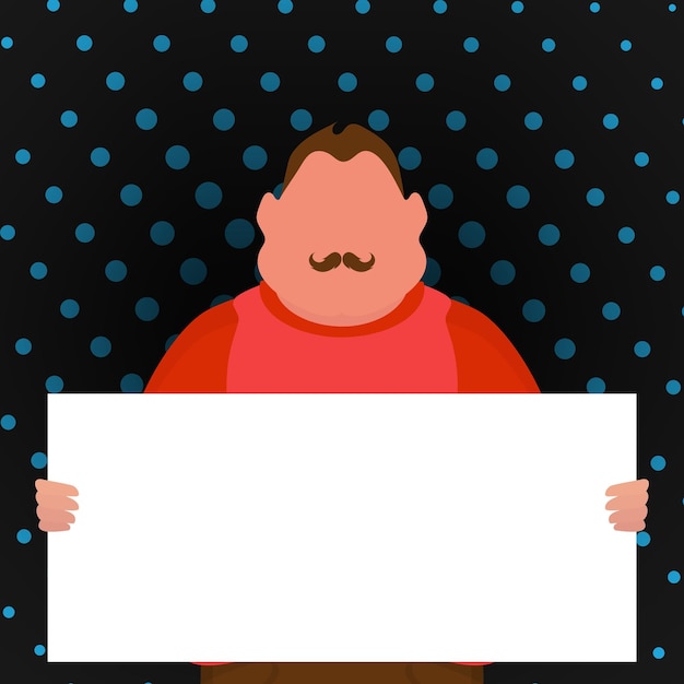 Vector a boy with an empty banner and space for your text pop art flat style vector illustration