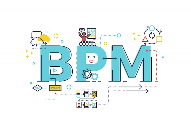 BPM : Business Process Management word lettering typography design illustration