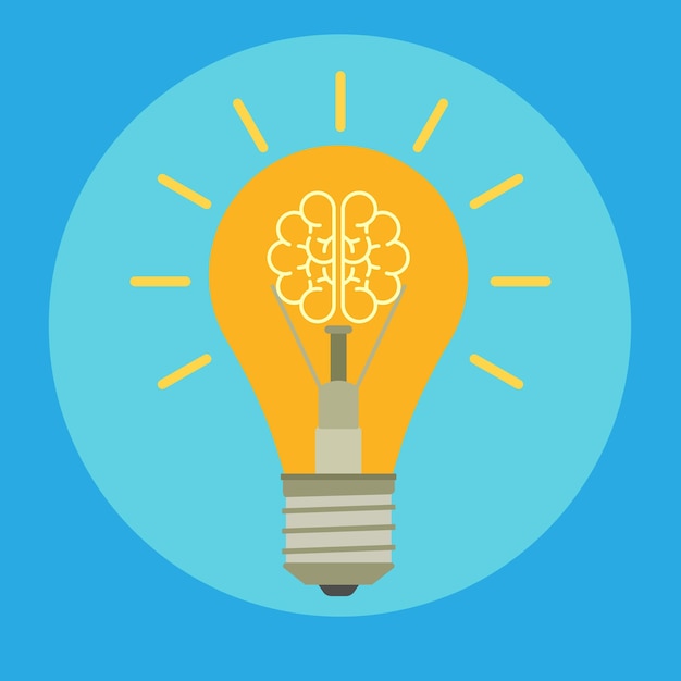 Vector brain in the light bulb isolated on background vector illustration eps 10