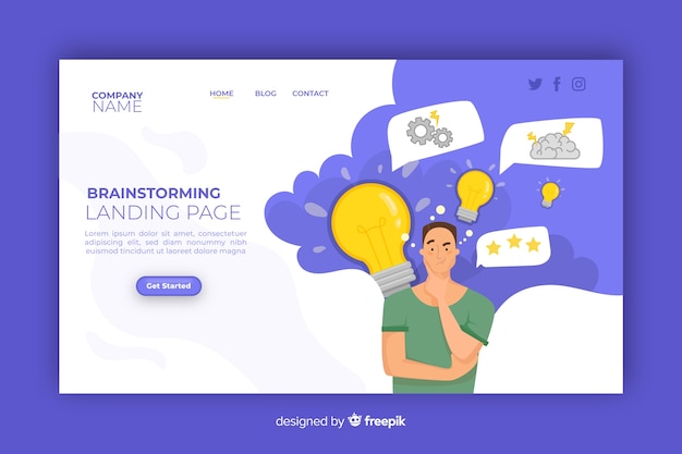 Brainstorming concept for landing page