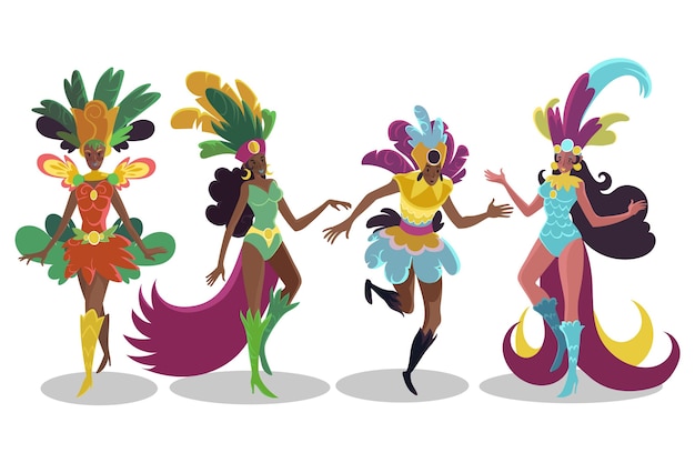 Vector brazilian carnival dancer set