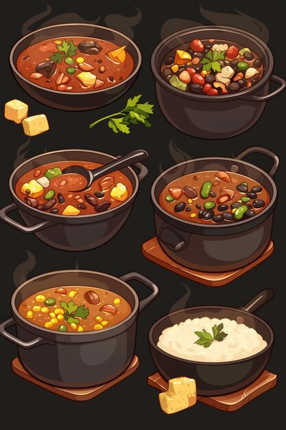 Vector brazilian feijoada and black bean stew