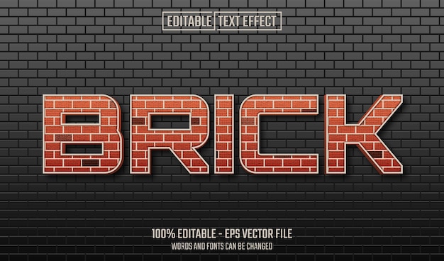 Vector brick editable text effect